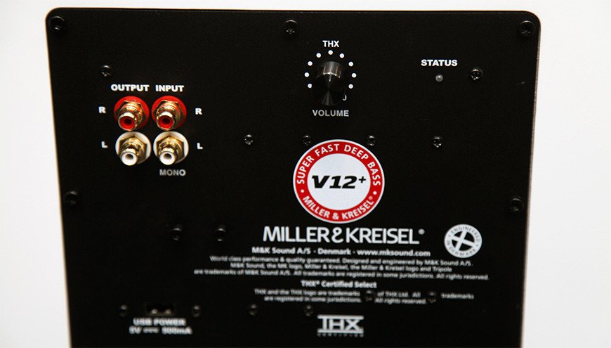 Back view of M & K Sound V12 +