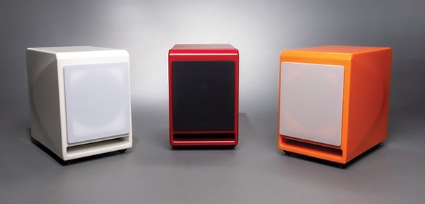 View of Wilson LoKe Subwoofer with three different colours.