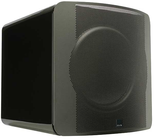 View of SVS SB13-Ultra powered subwoofer with grill