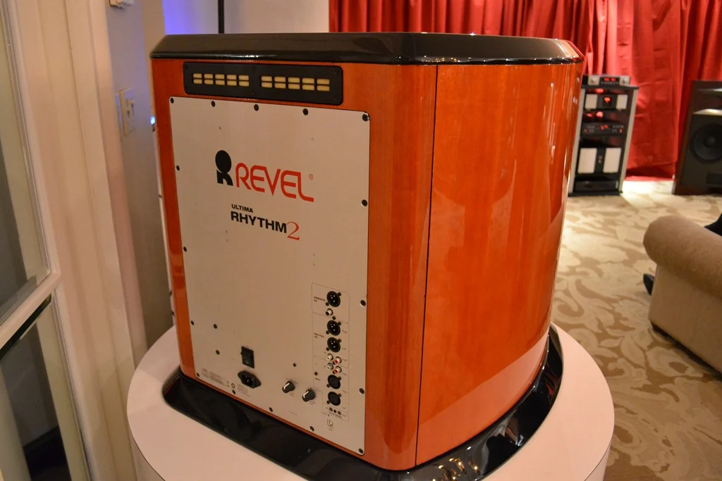 Back view of Revel Ultima Rhythm2 powered subwoofer