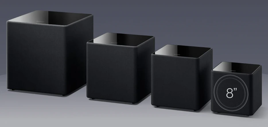 front view of Test design subwoofers KEF